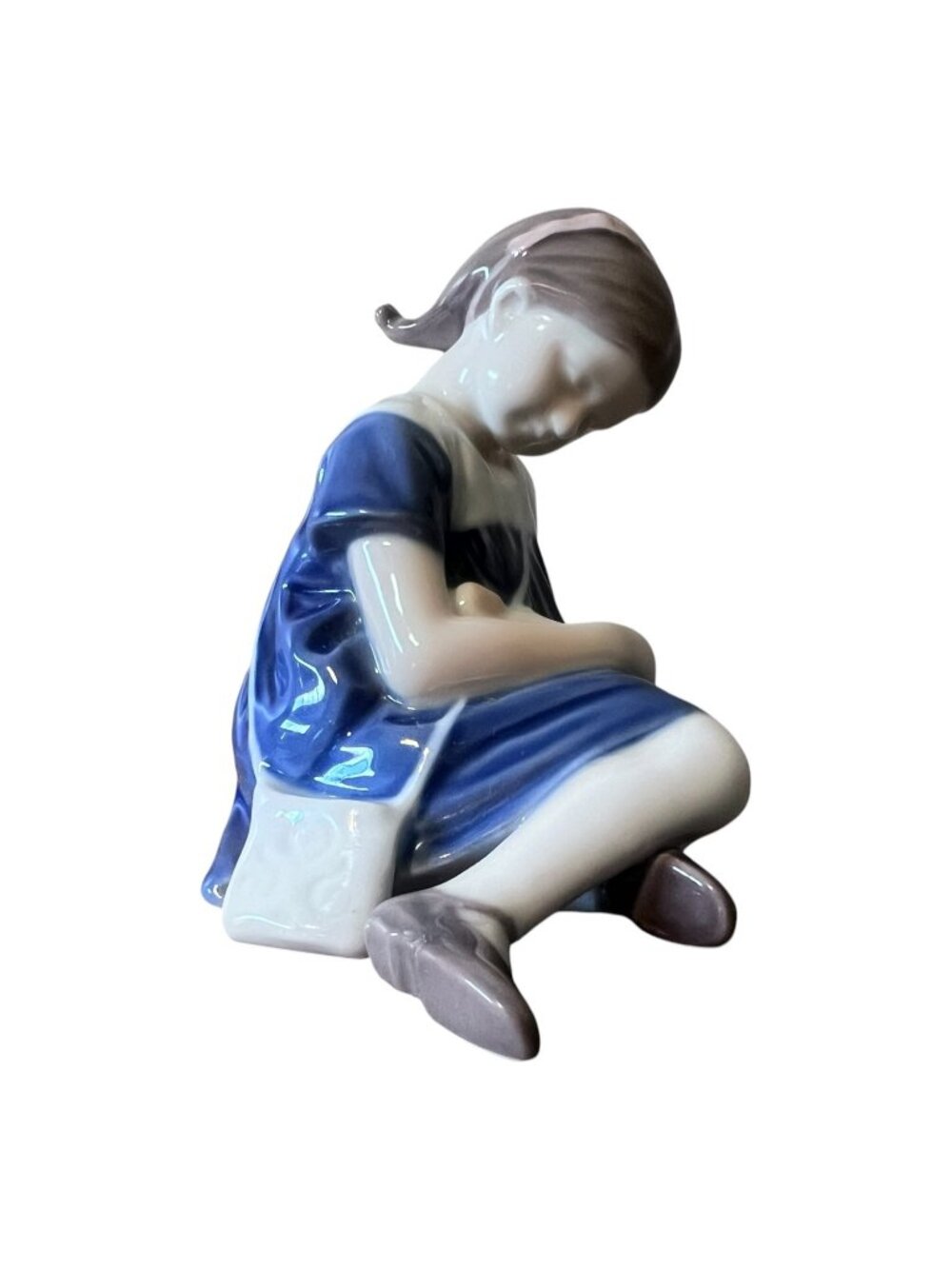 Bing & Grøndahl Girl With Doll Figurine 1526, 3.5" Porcelain Copenhagen Denmark